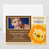 {TBA} Darling Lion Boys Birthday Invite (geel) Kaart (Voorkant / Achterkant)