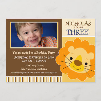 {TBA} Darling Lion Boys Birthday Invite (geel) Kaart