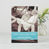 {TBA} Eenvoudig Aqua Lint sparen de Datum Save The Date (Staand voorkant)