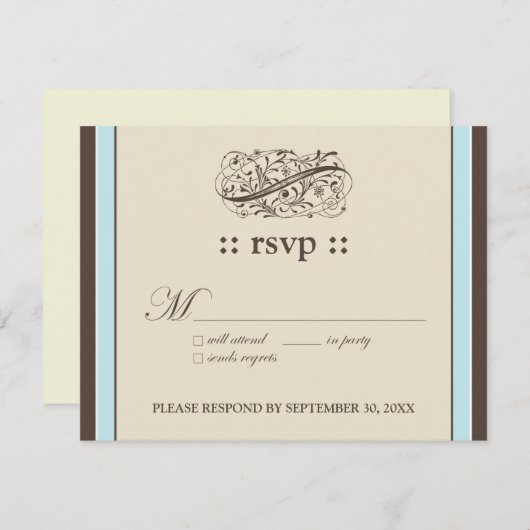 {TBA} Eenvoudig Elegant 4.25x5.5"Reactiekaart RSVP Kaartje (Voorkant / Achterkant)