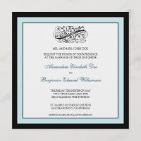 {TBA} Eenvoudig Elegant Wedding Invite (zwart/blau