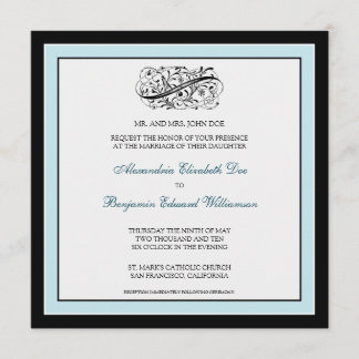 {TBA} Eenvoudig Elegant Wedding Invite (zwart/blau Kaart