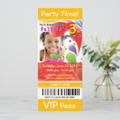::TBA: Fun Kinder VIP Ticket Photo Party (geel) Kaart (Staand voorkant)