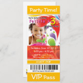 ::TBA: Fun Kinder VIP Ticket Photo Party (geel) Kaart (Voorkant / Achterkant)