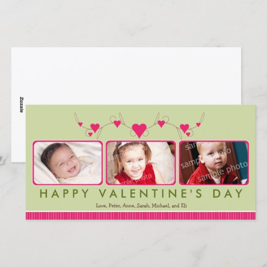 {TBA} Gepersonaliseerd Sweet Valentijnsdag 3-Foto Feestdagenkaart (Voorkant / Achterkant)