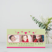 {TBA} Gepersonaliseerd Sweet Valentijnsdag 3-Foto Feestdagenkaart (Staand voorkant)