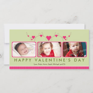 {TBA} Gepersonaliseerd Sweet Valentijnsdag 3-Foto Feestdagenkaart