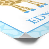 {TBA} JUNGLE GIRAFFE BLAUWE JONGEN Aangepaste NAAM Poster (Hoek)