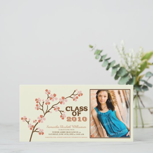 TBA Kersenbloesem Afstudeer Aankondiging (coral) (Staand voorkant)