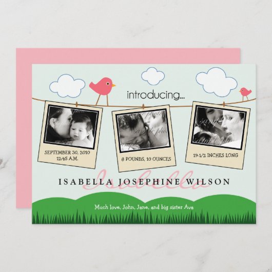 {TBA} Kledinglijn Geboorteaankondiging Aankondiging (Voorkant / Achterkant)