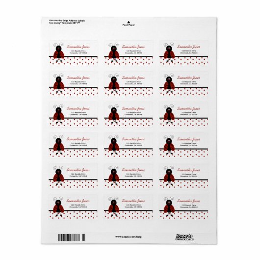 {TBA} LoveBug Black Dot Address Label (Full Sheet)