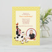 {TBA} Moo Koe Boerderij Barnyard *PHOTO* Birthday Kaart (Staand voorkant)