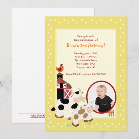 {TBA} Moo Koe Boerderij Barnyard *PHOTO* Birthday Kaart (Voorkant / Achterkant)