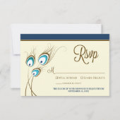 {TBA} Peacock Feathers RSVP Card (marine) (Voorkant)