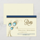 {TBA} Peacock Feathers RSVP Card (marine) (Voorkant / Achterkant)