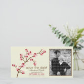 {TBA} Red/Ivory Cherry Blossom sparen de Datum Save The Date (Staand voorkant)