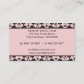 TBA - Roze en zwart Damask Visitekaartje (Achterkant)