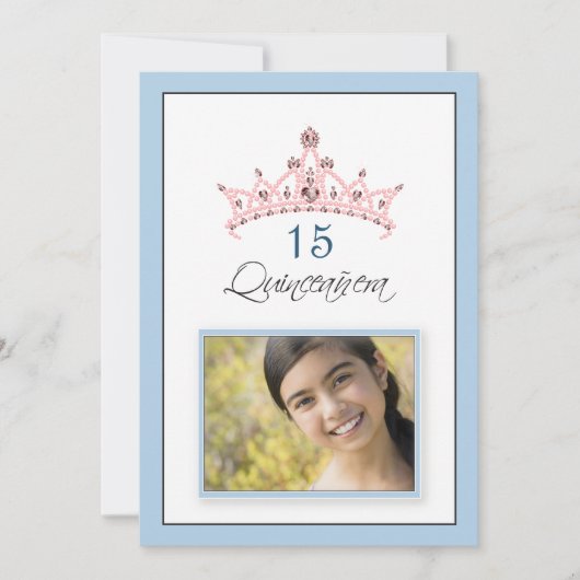 {TBA} Roze Jowelen Tiara Quinceañera Uitnodiging (Voorkant)