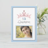 {TBA} Roze Jowelen Tiara Quinceañera Uitnodiging (Staand voorkant)