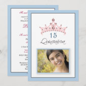 {TBA} Roze Jowelen Tiara Quinceañera Uitnodiging (Voorkant / Achterkant)