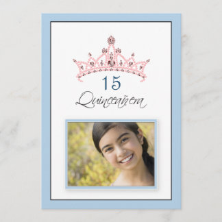 {TBA} Roze Jowelen Tiara Quinceañera Uitnodiging