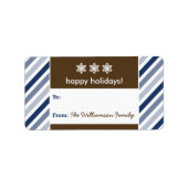 {TBA} Snowflake Ribbon Holiday Gift Label (marine) (Voorkant)