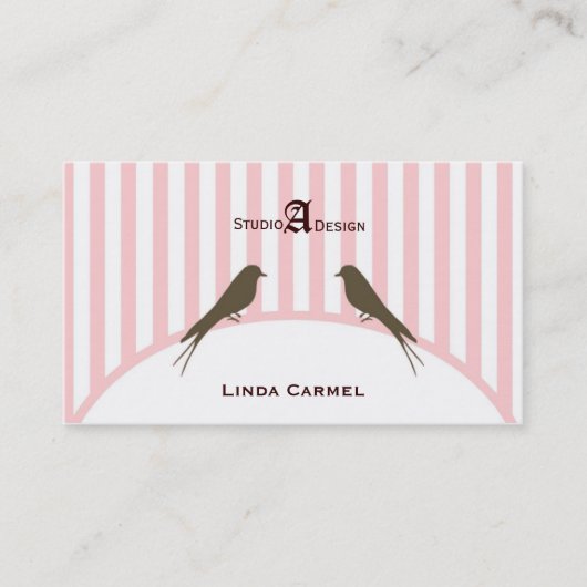 (TBA) (Top10)Roze Visitekaartje met strepen vogels (Voorkant)