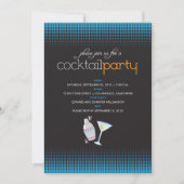 {TBA} Trendy Cocktail Party Uitnodiging (aqua blue (Voorkant)