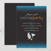 {TBA} Trendy Cocktail Party Uitnodiging (aqua blue (Voorkant / Achterkant)
