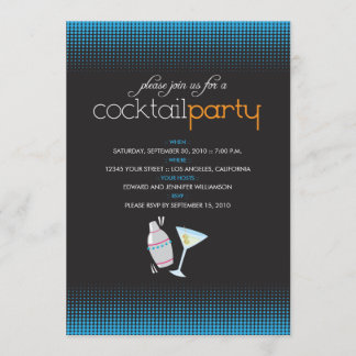 {TBA} Trendy Cocktail Party Uitnodiging (aqua blue