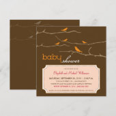 {TBA} Tweet! Tweet! baby shower Uitnodiging (oranj (Voorkant / Achterkant)