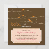 {TBA} Tweet! Tweet! baby shower Uitnodiging (oranj (Voorkant)