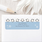 {TBA} Whimsical Pinguins Adresetiketten (blauw) Etiket (Insitu)