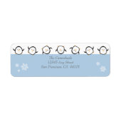 {TBA} Whimsical Pinguins Adresetiketten (blauw) Etiket (Voorkant)