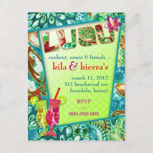 TBA WINNER 311 KILA LUAU INVITATION UITNODIGING BRIEFKAART