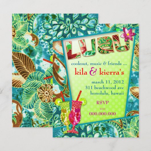TBA WINNER 311 KILA LUAU INVITATION UITNODIGING BRIEFKAART (Voorkant / Achterkant)