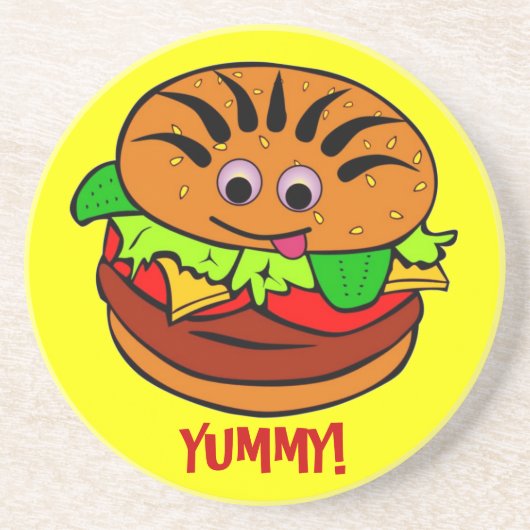 -TBA-Yummy Hamburger Zandsteen Onderzetter (Voorkant)