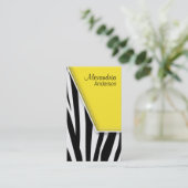 {TBA} Zany Hip Zebra Print Visitekaartjes (geel) (Staand voorkant)