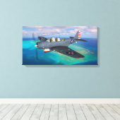 TBD-1 Devastator boven Midway Island Canvas Afdruk (Insitu (Houten vloer))
