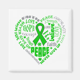 TBI Awareness Heart Words (Green) Magneet