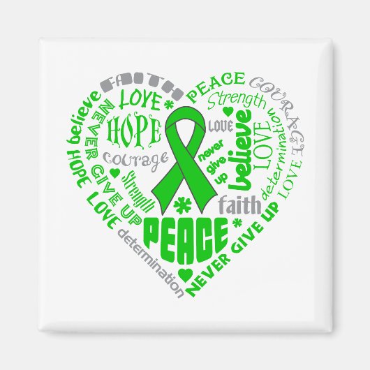 TBI Awareness Heart Words (Green) Magneet (Voorkant)