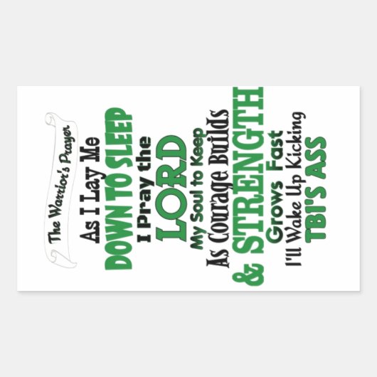 TBI van de Warrior's gebed Rechthoekige Sticker (Voorkant)