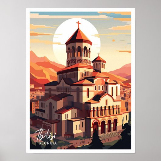 Tbilisi Georgia Art Travel Place illustratie Poster (Voorkant)
