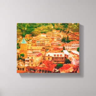 Tbilisi Georgia Cityscape Architecture City Uitzic Canvas Afdruk