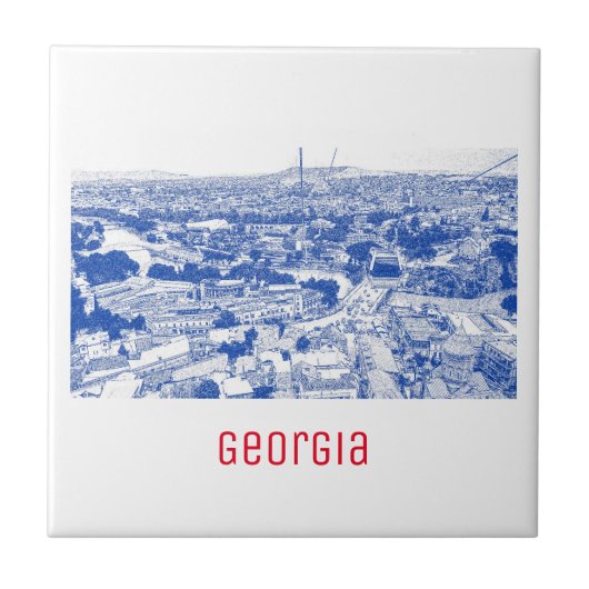 Tbilisi Georgia Cityscape Architecture Sketch Tegeltje (Voorkant)