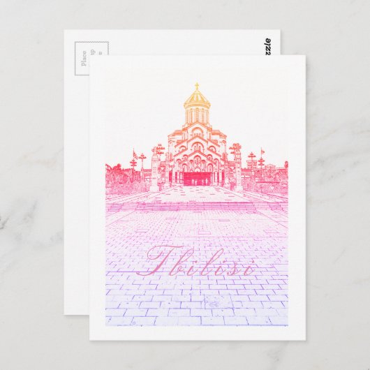 Tbilisi Georgia Cityscape Sameba Architecture Briefkaart (Voorkant / Achterkant)