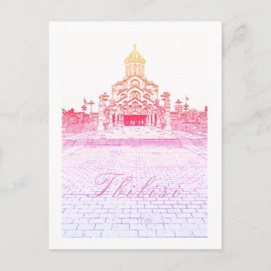 Tbilisi Georgia Cityscape Sameba Architecture Briefkaart (Voorkant)