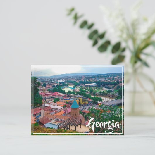 Tbilisi Georgia Cityscape Street Architecture Briefkaart (Staand voorkant)
