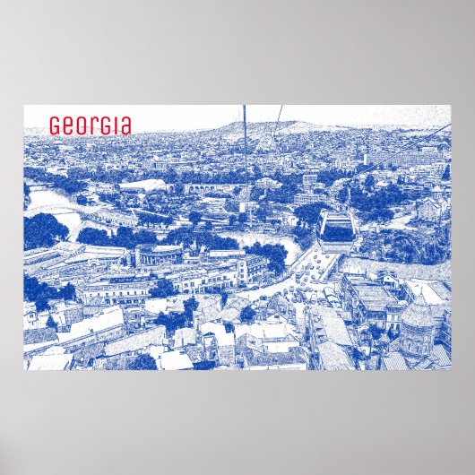 Tbilisi Georgia Cityscape Street Architecture Poster (Voorkant)