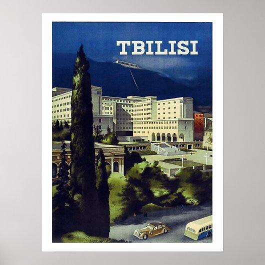 Tbilisi, Georgia, grote stad, oud poster (Voorkant)
